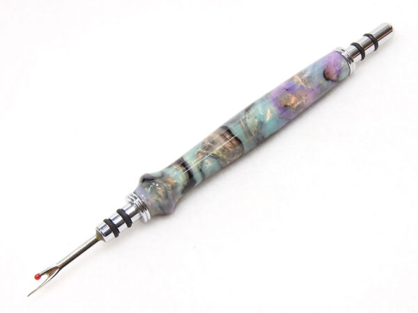 Handmade Seam Ripper and Sewing Awl - Aqua Pink Gold Mother of Pearl Acrylic