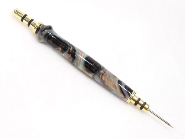 Handmade Seam Ripper and Sewing Awl - Aqua Pink Gold Mother of Pearl Acrylic