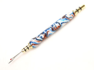 Handmade Seam Ripper and Stiletto Sapphire Blue White Copper Canyon Acrylic