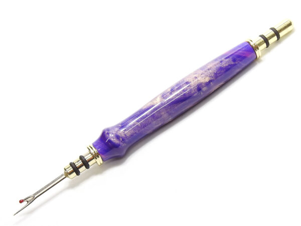 Handmade seam ripper purple gold clouds