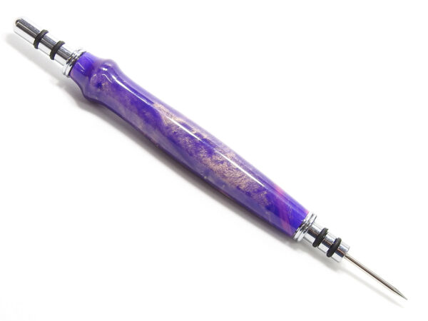 Handmade seam ripper purple gold clouds