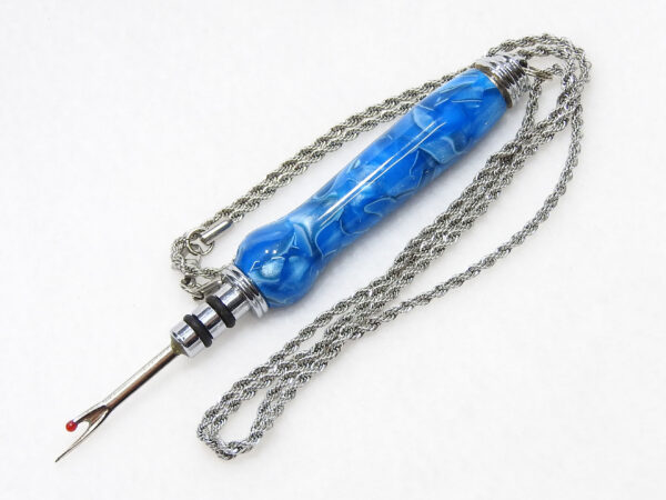 handmade seam ripper necklace Persian blue crush