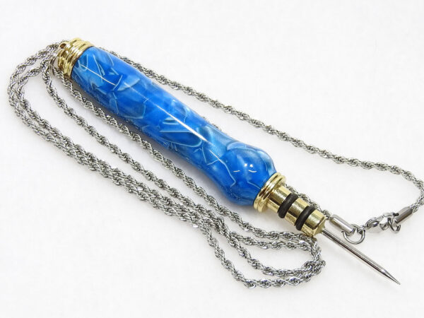 handmade seam ripper necklace Persian blue crush